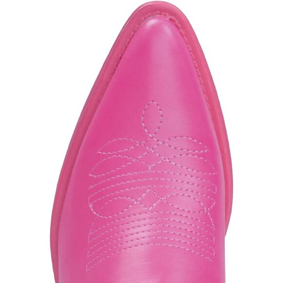 Women's Pink Embroidery Western Cowgirl Boots Pull On Pointy Toe Mid Calf - Picture 5 of 5